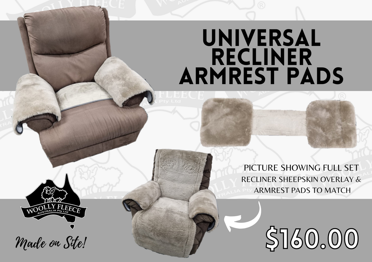 Recliner Sheepskin Armrest Covers (Covers 1 x Pair of Armrests