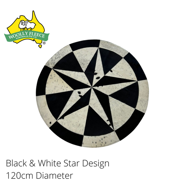 Cowhide star design floor mat - 120cm Diameter