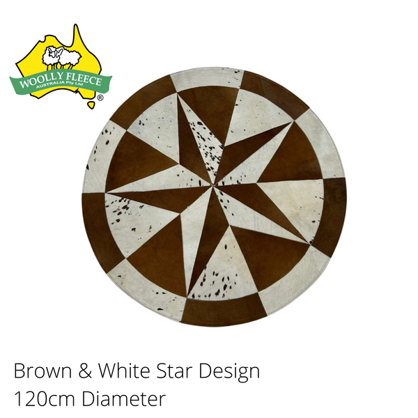 Cowhide star design floor mat - 120cm Diameter