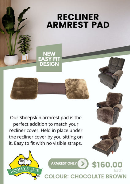 Recliner - Sheepskin Armrest Covers (Covers 1 x Pair of Armrests)