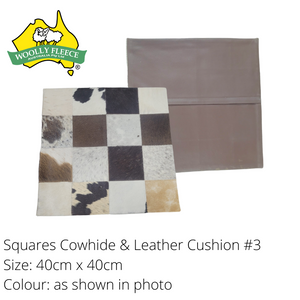 Cowhide Cushion cover - Squares, 40cmx40cm