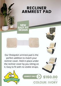 Recliner - Sheepskin Armrest Covers (Covers 1 x Pair of Armrests)