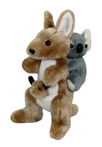 WF TOY KANGAROO WITH JOEY &amp; KOALA 23CM