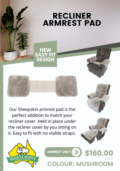 Recliner - Sheepskin Armrest Covers (Covers 1 x Pair of Armrests)