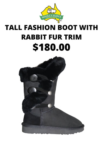 Foot Wear - Tall Fashion Boot with Rabbit fur trim