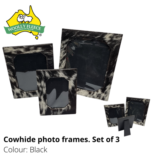 COWHIDE PHOTO FRAMES - SET OF 3