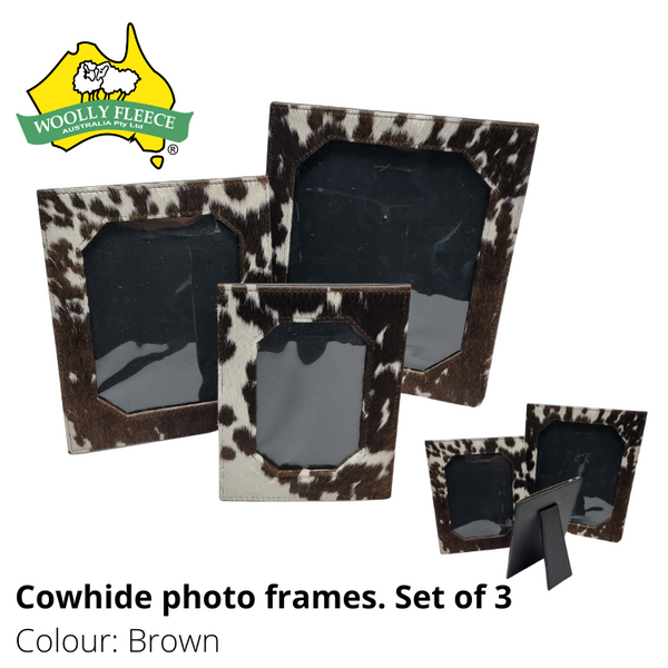 COWHIDE PHOTO FRAMES - SET OF 3