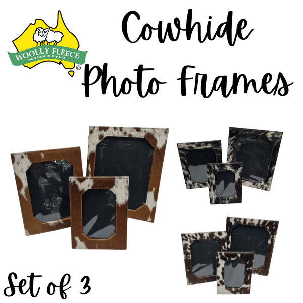 COWHIDE PHOTO FRAMES - SET OF 3