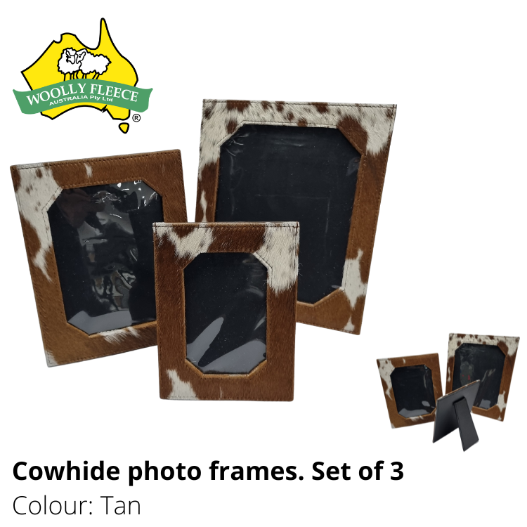 COWHIDE PHOTO FRAMES - SET OF 3