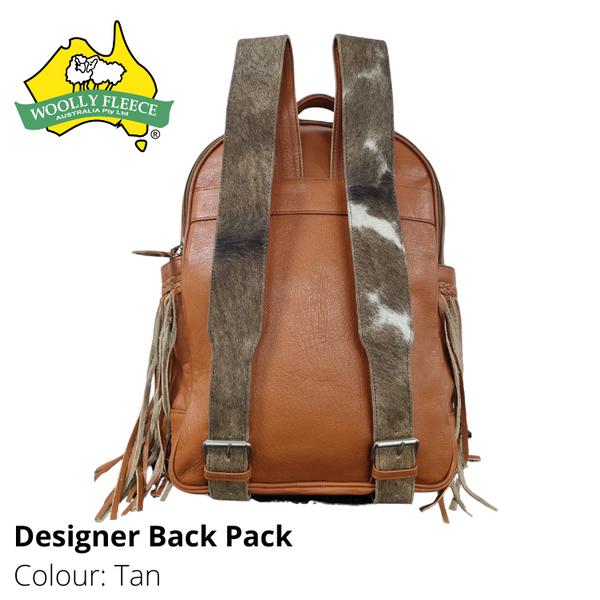 Designer cowhide back packs with tassles