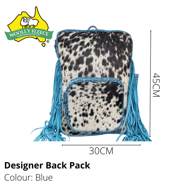 Designer cowhide back packs with tassles