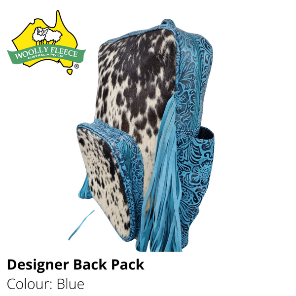 Designer cowhide back packs with tassles