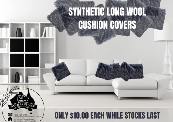 Home Decor - Synthetic Long Wool Cushion Cover