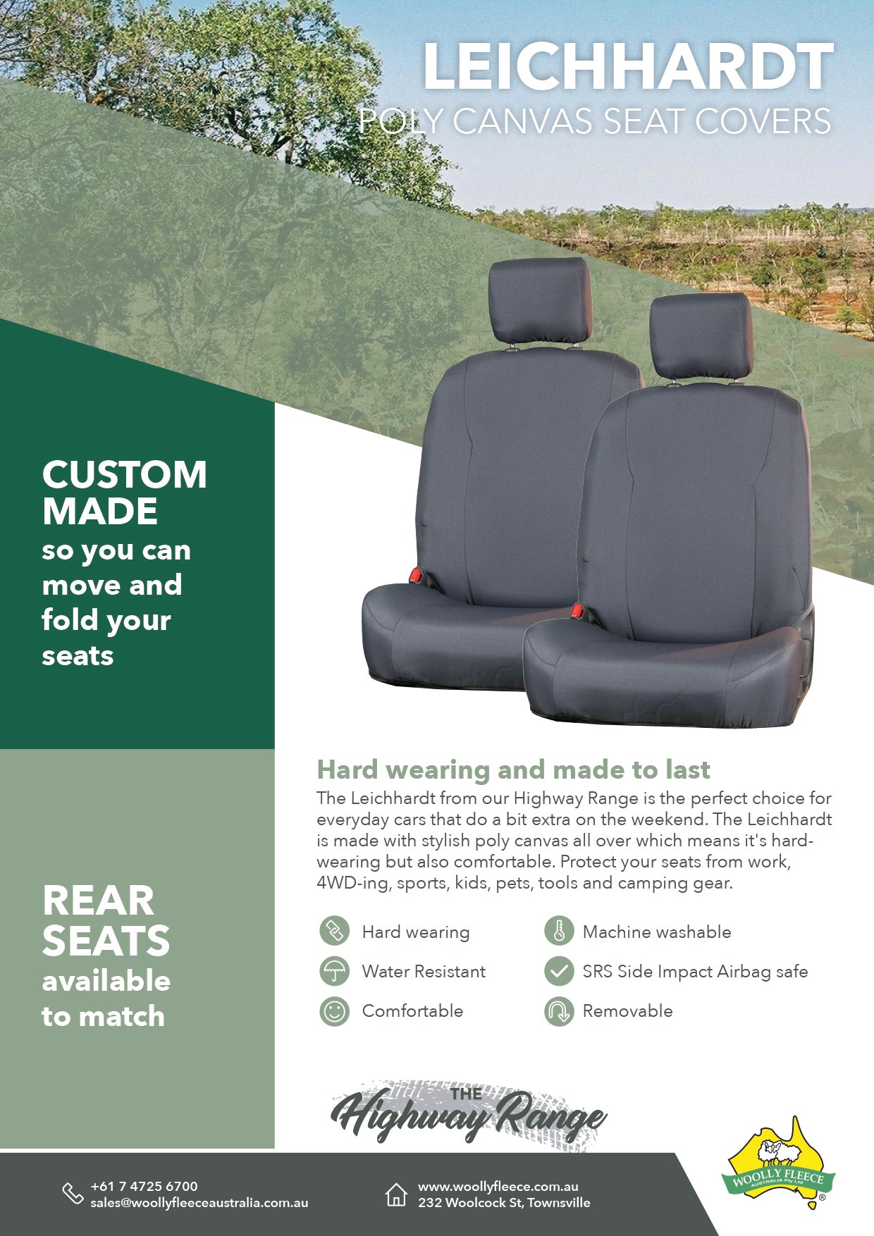 Leichhardt Poly Canvas Seat Covers - The Highway Range